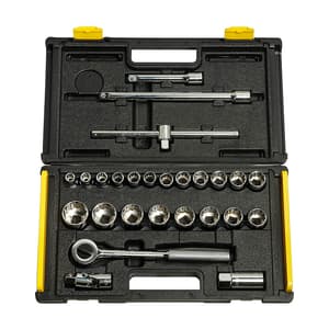 Stanley 26 Pcs 1/2 Inch Sq. Drive 12 PT Metric Socket Set, 86-477