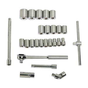 Stanley 26 Pcs 1/2 Inch Sq. Drive 12 PT Metric Socket Set, 86-477
