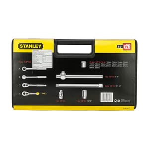 Stanley 26 Pcs 1/2 Inch Sq. Drive 12 PT Metric Socket Set, 86-477