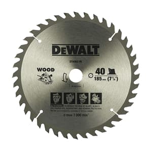 Dewalt  7-1/4 inch / 185 mm TCT Circular Saw Blade For cutting MDF Plywood & Laminated Wood (40 Teeth), DT4062-B1