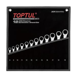 Toptul 12 Pcs Pro-Series Ratchet Combination Wrench Set, GPAQ1202