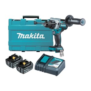 Makita 18V LXT BL 13 mm (1/2") Cordless Drill Driver with Rapid Charger & 2 Pcs 5.0Ah Batteries, DHP486RTE