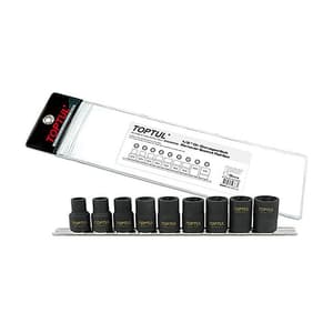 Toptul 9 Pcs 1/2 Inch Sq. Drive Damaged Bolt Remover Socket Rail Set, GAAG0903