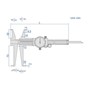 Insize 11 - 200 mm Inside Groove Dial Caliper, 1376-200