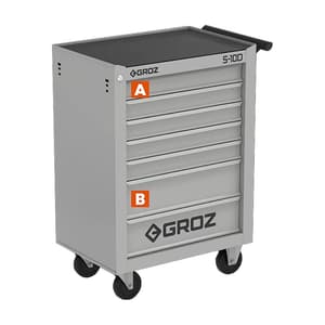 Groz 7 Drawer Roller Cabinet, RTC/27-10D/1/OR/GRZ