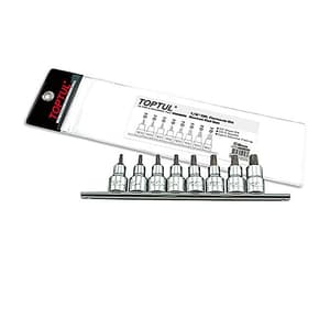 Toptul 8 PCS 1/2 Inch Sq. Drive Pentacle Bit Socket Rail Set, GAAG0806