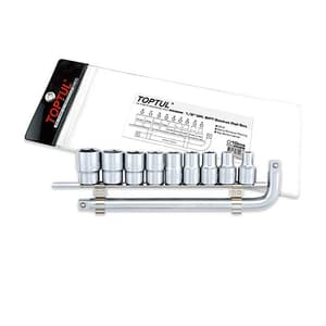 Toptul 10 PCS 1/2 Inch Sq. Drive 6PT Socket Rail Set, GAAG1007