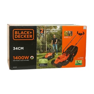 Black+Decker 34cm 1400W Rotary Lawnmower With Ergonomic Handle Design, BEMW461BH-GB
