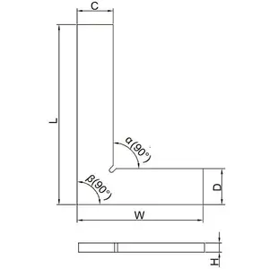 Insize 250 mm / 10 Inch 90° Flat Edge Square, 4791-250