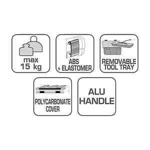 Hogert 18 Inch Plastic Tool Box With Organizer, HT7G061