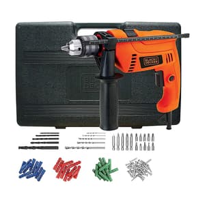 Black+Decker 550W 13mm Variable Speed Reversible Impact Drill Kit With 50 Accessories Kitbox For Home & Professional Use, HD555K50-IN