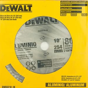 Dewalt 10 inch / 254 mm Circular Saw Blade For Cutting Aluminium (80 Teeth), DW03210-IN