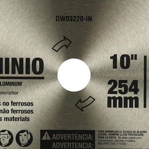 Dewalt 10 inch / 254 mm Circular Saw Blade For Cutting Aluminium (100 Teeth), DW03220-IN