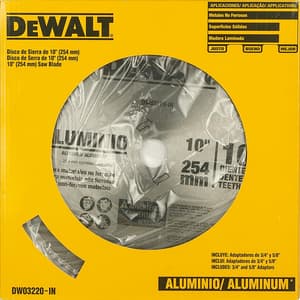Dewalt 10 inch / 254 mm Circular Saw Blade For Cutting Aluminium (100 Teeth), DW03220-IN