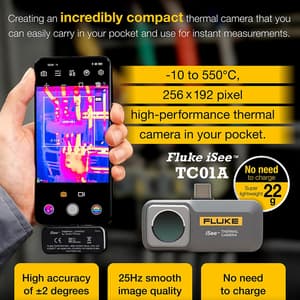 Fluke iSee -10°C to 550°C Mobile Thermal Camera (For Android), TC01A