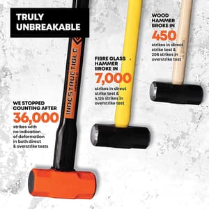 Groz 1100 Gms Heavy Duty Club Hammer With 12 Inch Indestructible Handle (52 HRC Head), CHID/2.5/12