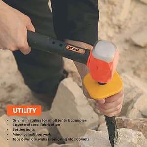 Groz 1100 Gms Heavy Duty Club Hammer With 12 Inch Indestructible Handle (52 HRC Head), CHID/2.5/12