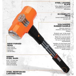 Groz 5500 Gms Heavy Duty Sledge Hammer With 30 Inch Indestructible Handle (52 HRC Head), SHID/12/30