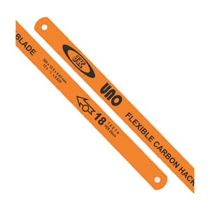 JK 300 x 12.5 x 0.63 mm, 12 x 1/2 x 0.025 Inch, 18 TPI Flexible Carbon Hacksaw Blade (Pack of 10 Pcs), SD7800715