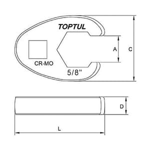 Toptul 5/8 Inch / 3/8 Inch Sq. Drive (6 PT) Flare Nut Crowfoot Wrench, AFAV1220