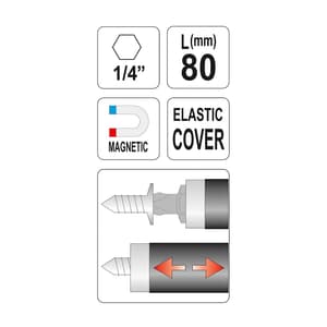Yato 80 mm, 1/4 Inch Screwdriver Bit Holder Magnetic Sleeve, YT-0467