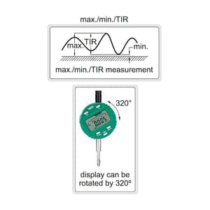 Insize 0 - 50.8 mm / 2 inch Flat Back Digital Indicator with Lift Cap (Advanced Type), 2103-50P