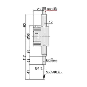 Insize 0 - 25.4 mm / 1 inch Flat Back Digital Indicator with Lift Cap (Advanced Type), 2104-25P