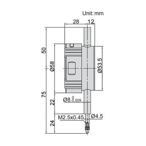 Insize 0 - 12.7 mm / 0.5 inch Flat Back Digital Indicator for Bore Gauges, 2108-101F