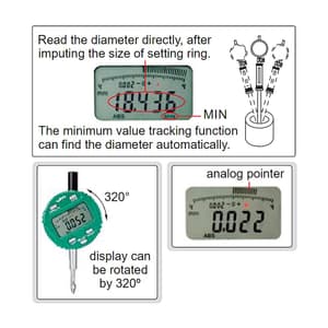 Insize 0 - 12.7 mm / 0.5 inch Flat Back Digital Indicator for Bore Gauges, 2108-101F
