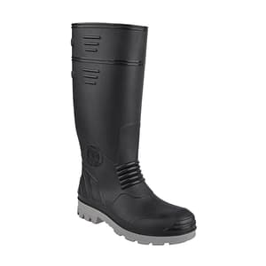 Hillson Torpedo 212 ISI Marked Dual Density PVC Safety Gumboots with Steel Toe - Black & Grey (15 inch Height)
