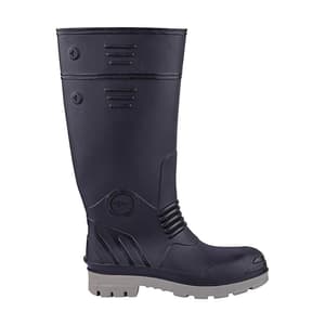 Hillson Torpedo 212 ISI Marked Dual Density PVC Safety Gumboots with Steel Toe - Black & Grey (15 inch Height)