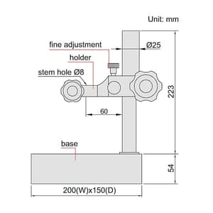 Insize 170 mm Granite Dial Indicator Stand with Fine Adjustment (Basic Type), 6841-170D