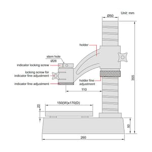 Insize 140 mm Dial Indicator Stand, 6846-140