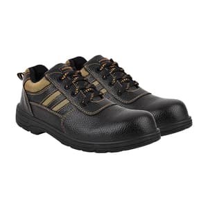 Alko Plus Low Ankle Synthetic Leather Sporty Safety Shoe with PVC Sole - Composite Toe (Black & Brown), APS 751