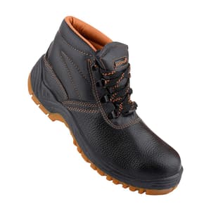 Alko Plus High Ankle Synthetic Leather Safety Shoe with Double Colour PVC Sole - Composite Toe (Black & Brown), APS T9