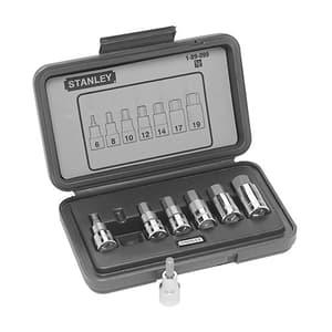 Stanley 7 Pcs 1/2 Inch Sq. Drive Hex Bit Metric Socket Set, 1-89-099