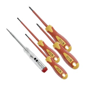 Hogert 5 Pcs Insulated Screwdriver & Voltage Tester Set (VDE), HT1S994