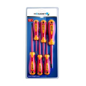 Hogert 6 Pcs Insulated Screwdriver Set (VDE), HT1S996