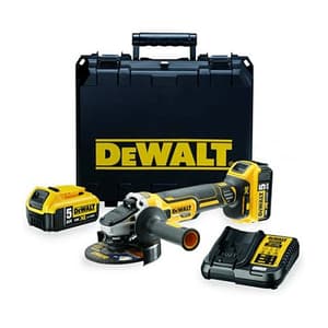 Dewalt 18V  / 125mm XR Li-ion Cordless Angle Grinder with Brushless Motor 2x5.0Ah Batteries Included Perform & Protect Shield, DCG405P2-QW