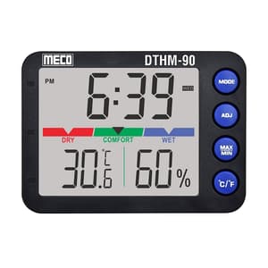 Meco Desk Temperature & RH Meter with Clock & Calendar, DTHM-90
