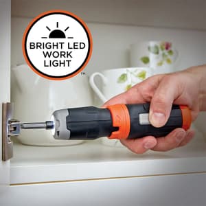 Black+Decker 6V Cordless Screwdriver with 5 Pcs Fastening Bits, BCF601AA