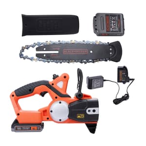 Black + Decker 200 mm / 8 inch 18V Cordless Chainsaw, GKC1820L20-QW