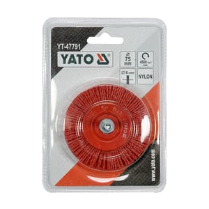 Yato 75 mm  Dia. x 6 mm Shank Nylon Circular Brush For Drill, YT-47791