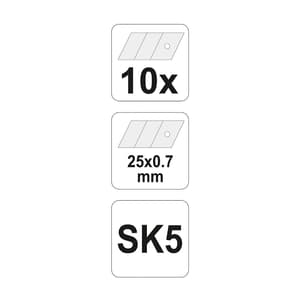 Yato 25 mm Spare Blade For Utility Knife (Pack of 10 Pcs), YT-7530