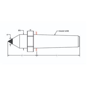 Tooltech MT-3 / 11 mm Tip Diameter CNC Carbide Tipped Stub Dead Centre (With Draw Off Nut)