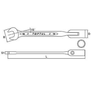 Toptul 10 mm Swivel-Socket Combination Wrench (12 PT), AEEB1010