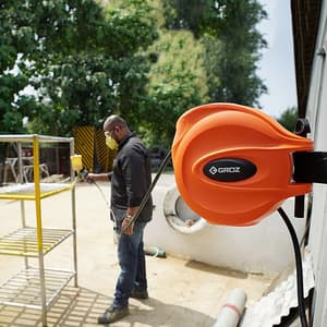Groz 15 Mtr / 3/8 Inch Air Water Hose Reel, HRP/AW/15M/3-8/B