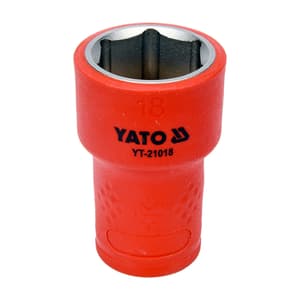 Yato 18 mm, 3/8 Inch Sq.Drive Insulated Hex Socket, YT-21018 (VDE)