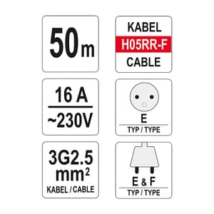 Yato 50 Mtr / 16A Cable Reel With Quick Connectors, YT-8108