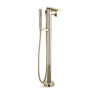 Kohler Composed Floor Mount Bathtub Filler With Hand Shower In French Gold Finish, K-73087T-B4-AF